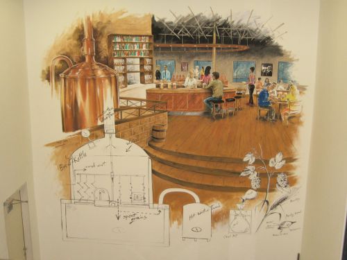 מבשלת הבירה – מסעדה בקצרין. צוייר ב-2007, 400 ס"מ על 400 ס"מ.